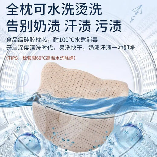 DEATKN German baby pillow for summer newborns 0-6-12 months, anti-startle tilted head, straight-head type lying sleeping artifact, recommended by nanny, emerald green, bear silicone pillow/7A antibacterial, default 28x24x3cm, 0-3 years old, maternal and infant category A