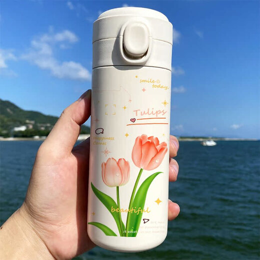 Chengliu Tulip Thermos Copa Literaria Creatoria Copa de agua simple Sentimental Girls 350ml 316 Acero inoxidable 316 Material 350 ml Copa de cubierta WT3291 Tulip