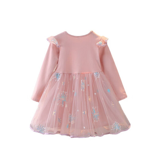 Girls Dress 2025 Spring and Autumn New Fashion Fashion Baby Girl Elsa Princess Dress Children's Mesh Skirt Trendy Pink 120 cm