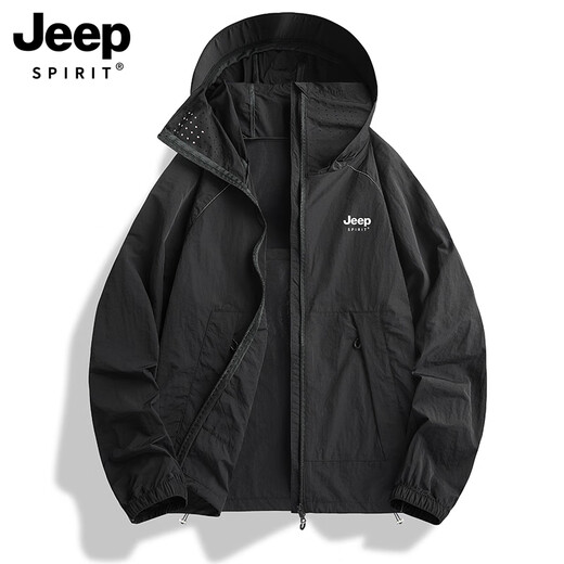 JEEP SPIRIT Jeep's new ice silk sun protection jacket for men and women, spring and summer outdoor fishing thin sun protection fashionable versatile jacket 9617 light military green XS recommended 95-105Jin Jin equals 0.5 kg