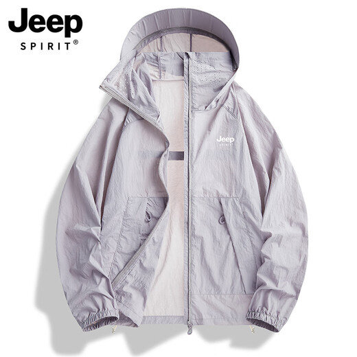 JEEP SPIRIT Jeep's new ice silk sun protection jacket for men and women, spring and summer outdoor fishing thin sun protection fashionable versatile jacket 9617 light military green XS recommended 95-105Jin Jin equals 0.5 kg
