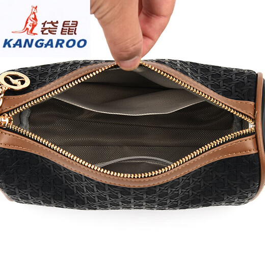 袋鼠（KANGAROO）2025女包圆筒包包女真皮新款枕头包大容量女士百搭单肩斜挎包 米白色