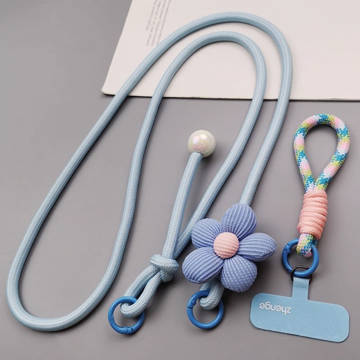 Mobile phone lanyard hanging neck crossbody key chain children's artifact reinforced anti-fall and anti-lost safety rope nylon wrist style crossbody style blue pastel removable hand rope | high-end anti-lost | 2025 new product
