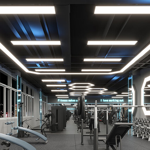 Deng Ling office chandelier led strip square light shopping mall supermarket office building seamless pendant lamps black frame right angle 120*10cm white light 12 pieces