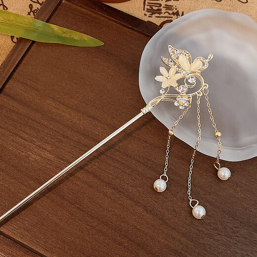 Dielianhua hairpin for girls, new Chinese style ancient style hairpin, cheongsam and headdress, step-shaking Hanfu hairpin, gift for girls, Dielianhua hairpin, gift box