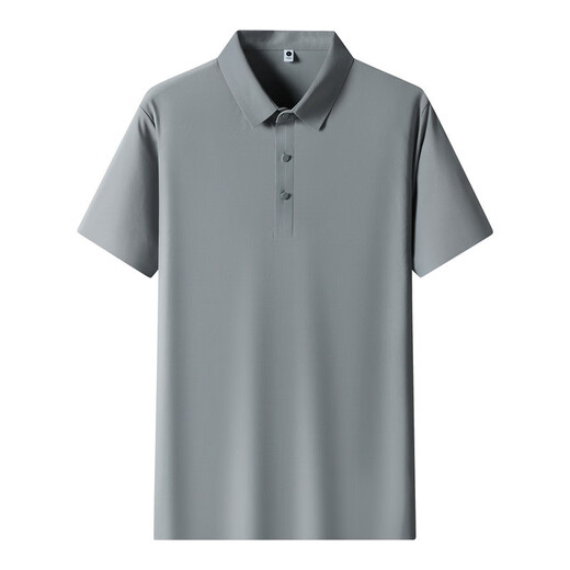 Zhewei Polo piqué à séchage rapide pour hommes, sensation de glace, été, affaires, manches courtes, sans couture, vêtements de travail, soie glacée T 12358 gris moyen XL