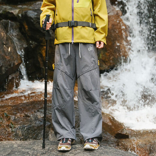 Dingfengbaoluo mountain outdoor overalls men's autumn loose straight three-proof mountaineering pants ZW37 graphite gray L