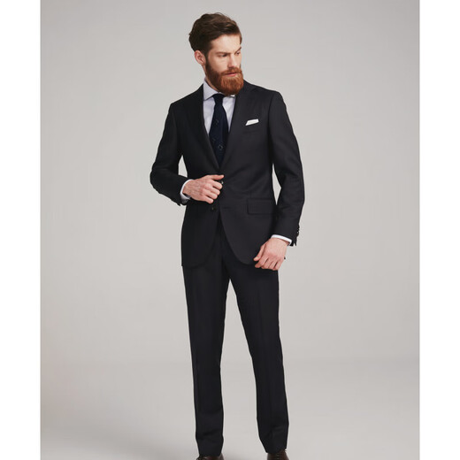 BG GLAMURB light luxury brand men's business suit suit men's wool herringbone black navy groom's wedding high-end suit herringbone black navy 1336 42