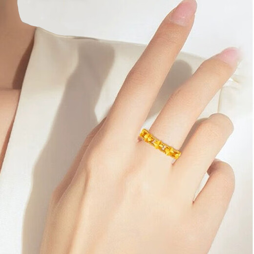 KUXA gold lucky four-leaf clover ring women's pure gold 999 plain ring ring with adjustable opening for girlfriend holiday gift four-leaf clover ring 0.6 g (opening adjustable)