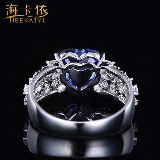 HEEKAIYI Sapphire Ring Unfired Vitreous Heart Shaped 18K Gold Diamond 520 Valentine's Day Birthday Gift for Wife and Girlfriend Unfired 2.89 carat/AIGS/Sapphire