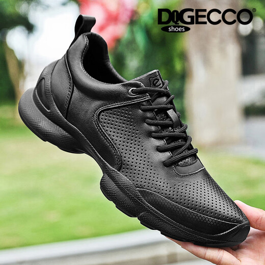 Aibotron DQG ECCO men's shoes genuine leather lightweight soft sole cushioning casual business leather shoes fashion versatile sports shoes labor protection shoes 3561 black 41