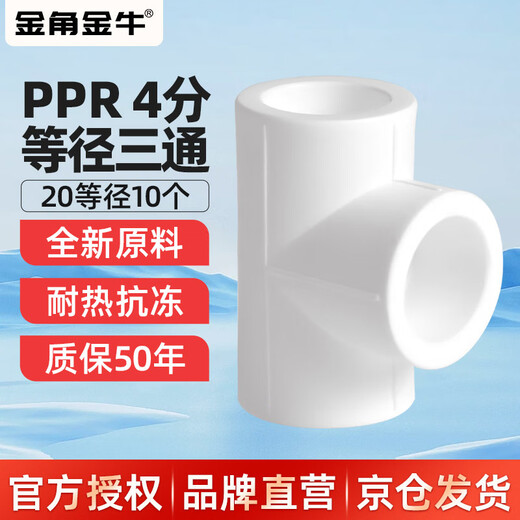 Golden Horn Taurus PPR water pipe accessories 4 minutes 20 hot melt tee tap water pipe joint connector white 5 pieces