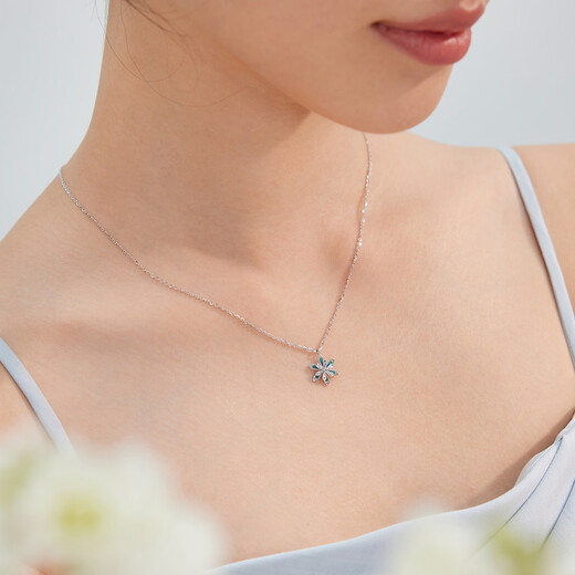 Lukfook Jewelry platinum 950 snowflake gilt platinum necklace set with extension chain as a gift. Price L19TBPN0005 3.60 grams (including labor cost 623 yuan)