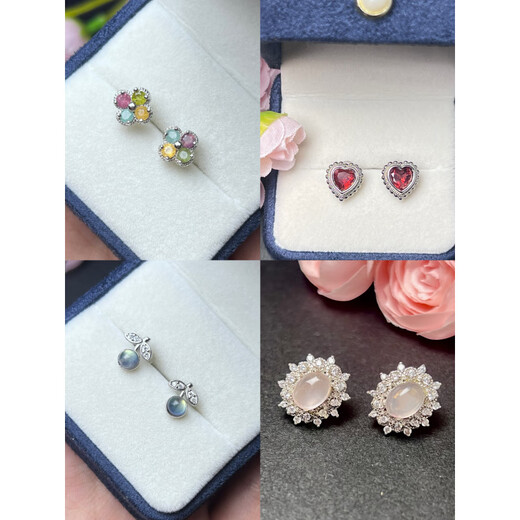 DRJEFUN natural jewelry crystal earrings for women s925 silver needle fashion versatile amethyst gray moonlight garnet earrings tanzanite-angel wings (natural jewelry diverse