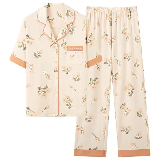 Yalu Summer Pure en coton pur pyjamas réglé pantalon à manches courtes de l'âge moyen et jeune vêtements de style coréen Elegant Cool Feeling Brand 6623 Suit féminin M 80Jin [Jin est égal à 0,5 kg] 1,95jin [Jin est égal à 0,5 kg]