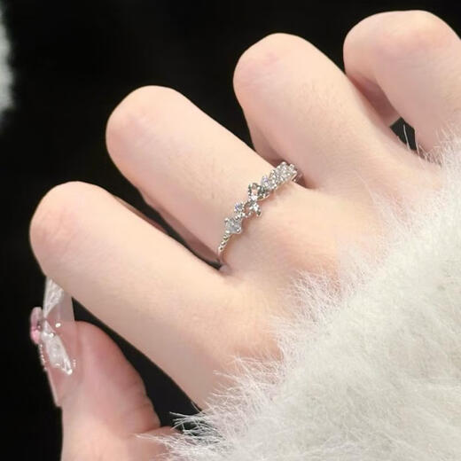 OIDSG Old Phoenix 999 Sweetheart Princess Bestie Ring s925 Sterling Silver Women's Niche Design Couple Rings for Women on Holidays Bestie Style Pair White Bow Gift Box Opening Adjustable