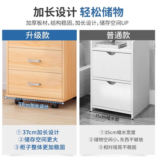 Anluosen filing cabinet office wooden lockable small cabinet mobile storage cabinet drawer cabinet with wheels under the table storage cabinet one drawer and one door warm white