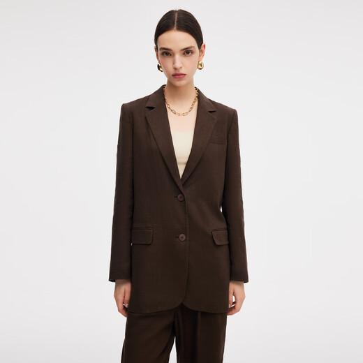 Gloria linen blazer women's autumn commuting high-end workplace wear 1E8L6M340 91Y brown S