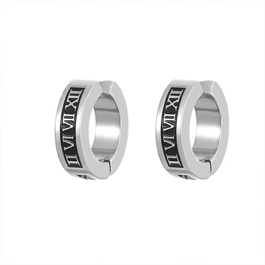 Yechi titanium steel non-pierced earrings niche design ear clips for boys, simple and versatile earrings, round earrings, Hong Kong style ear bone clips, a pair of non-pierced Roman numeral ear clips