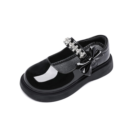 Red Dragonfly Children's Spring and Summer Girls' Shoes Soft Sole Single Shoes Mary Jane Princess Shoes Girls' Small Leather Shoes Q53BD002 Black 36