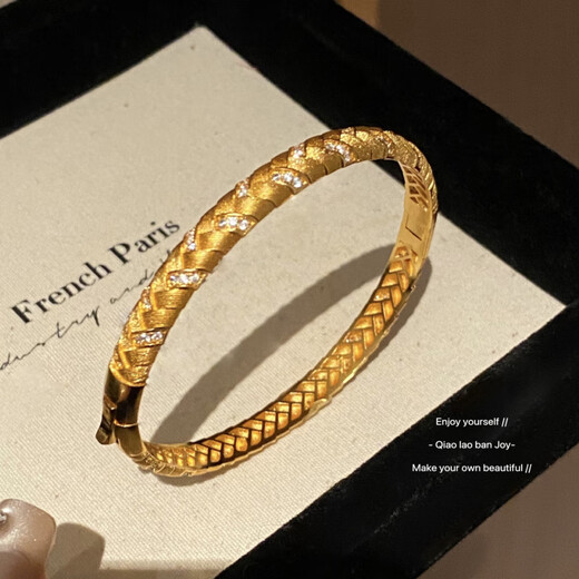 Shijun (SHIJUN) Heavy Industry Wheat Ear Bracelet Bracelet Middle Ages Flash Diamond Red Corundum Imitation Jade Color Retro Texture Fashion Accessories Jewelry Gold Bracelet