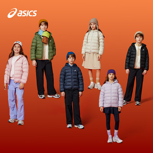 ASICS Children's Wear 25 Years Winter Children's Soft and Comfortable Three-Proof Lightweight Warm Down Jacket High Down Filling Pink Cleanliness 1000-Duck Down 170 Down Filling 109.2g