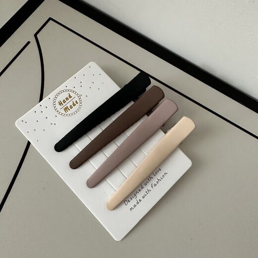 Milk tea color coffee color hairpin Korean hairpin seamless broken hair girl hairpin bangs clip bb clip simple duckbill clip coffee color - cross style