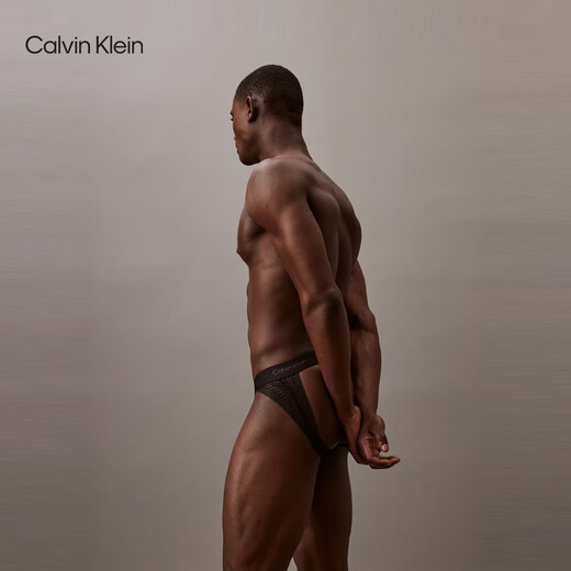 Calvin Klein underwear men's sexy ck hollow black lace comfortable thin and smooth elastic thong double thong underwear for men UB1-space black 1 pair L