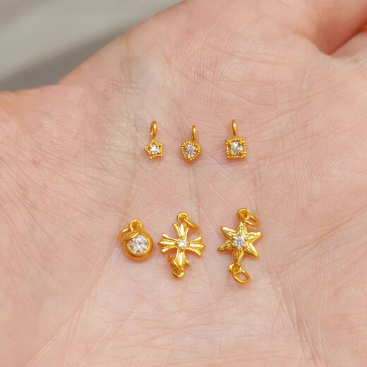 KUXA gold mini pendant plated 18k gold diy bracelet pearl necklace buckle single diamond pendant small drop star moissanite mini small drop slip