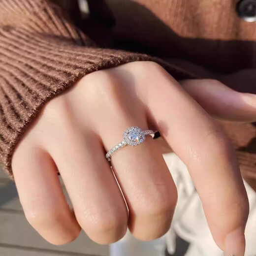 I Do platinum PT950 diamond ring for women 1 carat classic square package cultivated diamond proposal engagement wedding ring for girlfriend classic square package 1 carat diamond size 11