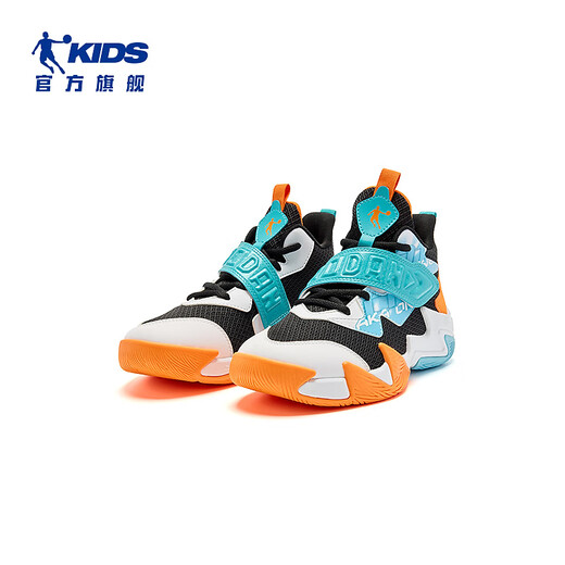 Jordan children's basketball shoes, older children's spring and autumn buckle sports shoes, boys' comprehensive training shoes, black/Qimeng blue 36