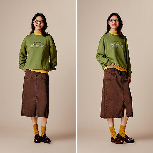 Semir Snoopy series sweatshirt for women, cartoon dropped shoulders, loose clothes, personalized autumn design pattern 101524116009