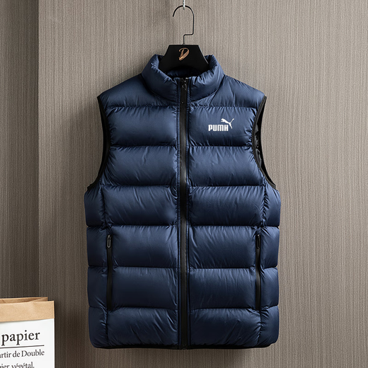 Marque vers le bas coton gilet hommes automne et hiver col montant gilet chaud ample veste de sport décontracté grande taille gilet haut noir 3XL
