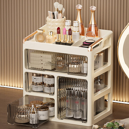 Muni cosmetics storage box desktop dresser drawer-type storage rack washbasin skin care product storage cabinet large capacity 1 large drawer + 2 small drawers + 1 vertical drawer