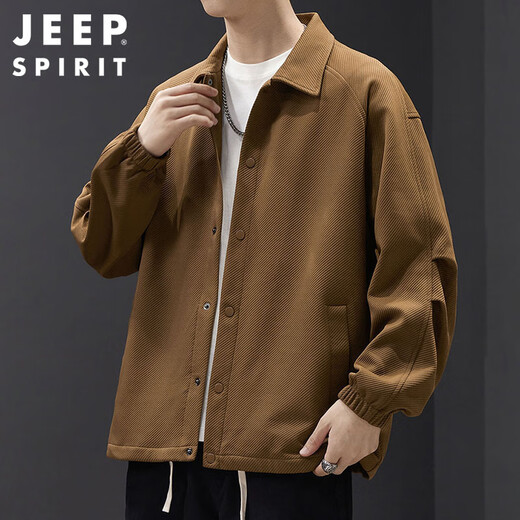 JEEP SPIRIT Jeep Work Jacket Men's 2025 Autumn and Winter Trendy Brand American Retro Handsome Jacket Men's Brown XL