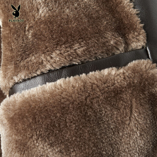 Playboy (PLAYBOY) Dad Winter Genuine Leather Jacket Men's 2025 Velvet Thickened Middle-aged and Elderly New Warm Leather Jacket Men Black 3XL