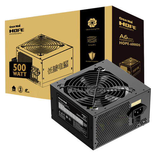 500-W-Computer-Netzteil HOPE-6000DS mit Great-Wall-Bewertung (doppelter 8-Pin/75 cm langes Kabel/temperaturgesteuerter Lüfter/breiter/unabhängiger Schalter)