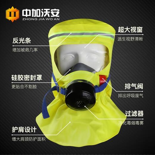 Zhongjia Woan filtered fire-fighting self-rescue respirator anti-fire escape gas mask home hotel 3c certified anti-smoke mask protective escape early warning combination