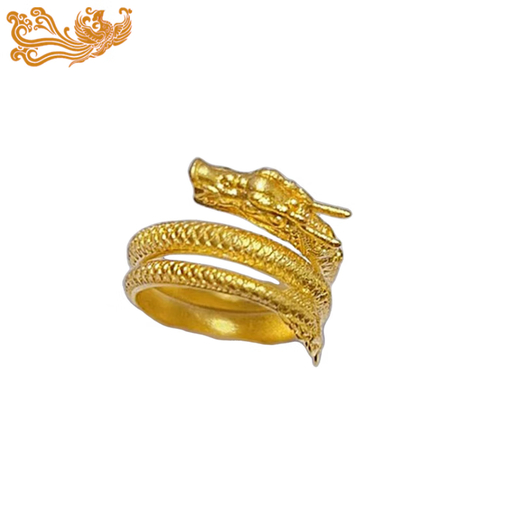 Mrs. Qing's old phoenix coiling dragon gold ring 999 pure gold gift for husband in the year of the dragon, Father's Day, Valentine's Day birthday gift, gold dragon ring about 5.5g