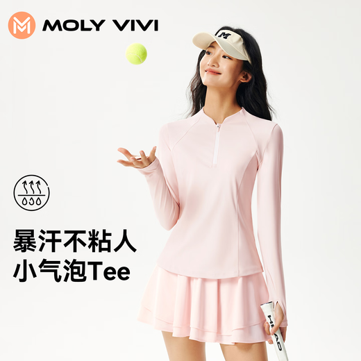 MOLY VIVI small bubble breathing sports long-sleeved 2025 new quick-drying T-shirt tops Pilates fitness running yoga clothes for women Dark Night Black S