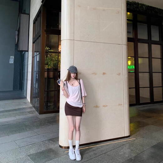 落跑姐妹 RUNAWAY SISTERS韩版U领短袖T恤挂脖抹胸垂感针织长裤 白色背心9898 S