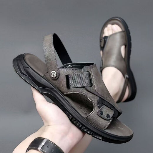 Fat Donglai DL [Recommended by Central Mom] Sandals for men's summer new men's casual outdoor beach shoes men's breathable sandals 2025 ying black 9923 38