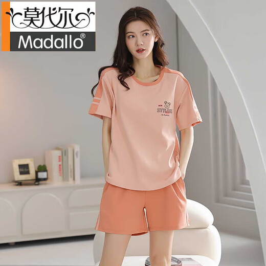 莫代尔仿丝纯棉夏季睡衣女士套头睡衣夏季短袖短裤舒适休闲家居服套装 Z9854 M [建议80-100斤穿]