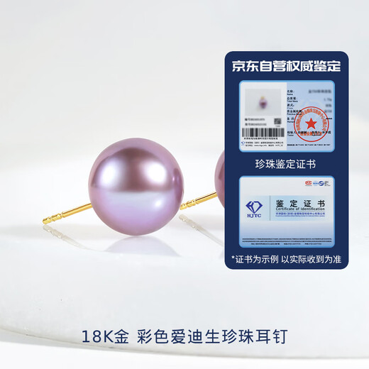Duxi Purple Pearl Earrings 18K Gold Strong Luster Edison Colored Freshwater Pearl Earrings 9-10mm for Mom