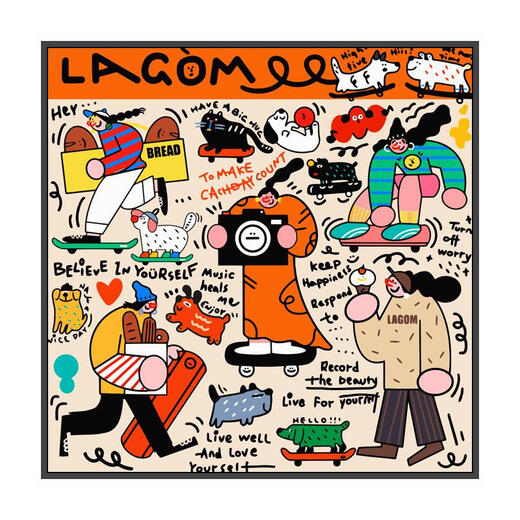 语森忆多巴胺涂鸦数字油画diy手绘填色手工填充装饰画卡通油彩挂画 RS12370 30*30cm绷好加厚实木内框