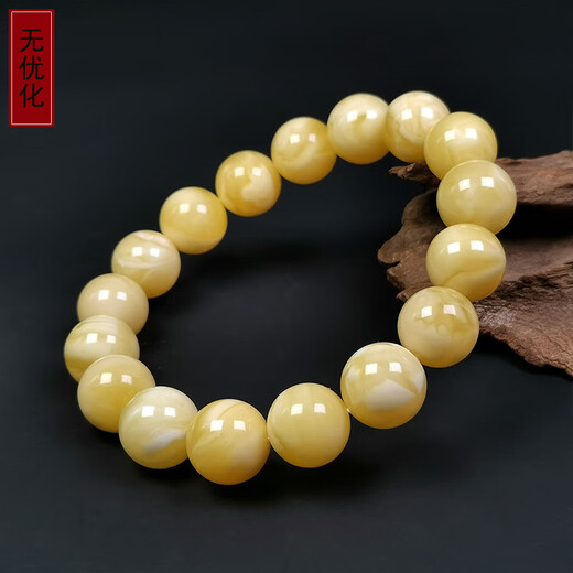 Hupai, one thing, one picture, one certificate, natural beeswax bracelets for men and women, porcelain white flower wax, Russian raw material, no cracks, bracelets, 19.63 grams, 12.5 mm