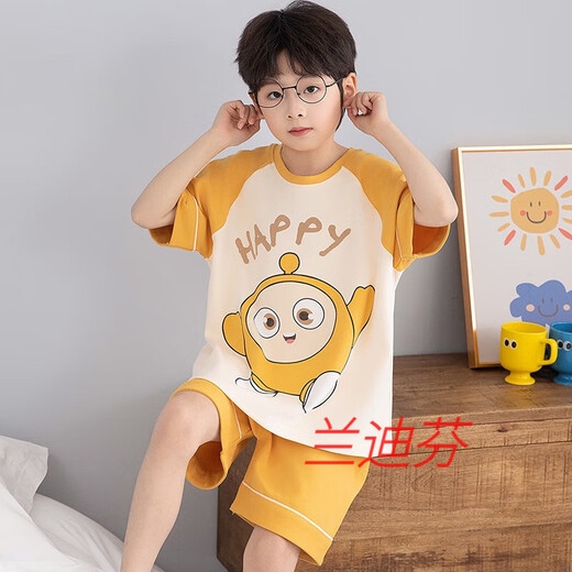 奶龙衣服套装奶龙儿童睡衣夏季薄款男孩短袖中大童卡通套装初中生 100棉nt-691蛋仔 均码 12码身高113-123厘米38-45斤