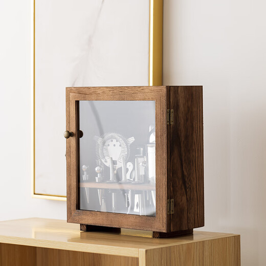 Miaopule German imported quality Helens cocktail mixer set dust-proof wooden box stainless steel shaker bar three-stage dust-proof set