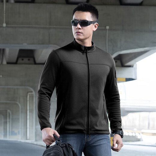 Longya Pioneer No. 21 Light Warm Stand Collar Cardigan Fleece Jacket Autumn and Winter Outdoor Comfortable Warmth Coldproof Handsome Lightweight Jacket Extreme Night Black S 170/92A (Weight 125-140Jin Jin equals 0.5kg)