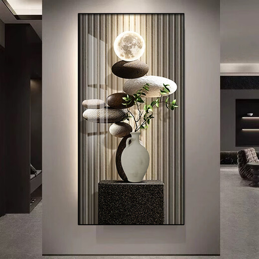 Les peintures d'entrée sans marque sont directement en face de la porte, ce qui signifie que le nouveau modèle de 2025. La peinture de décoration d'entrée en pierre sent la lampe à LED face à la porte T12250 260 * 120 (recommandée de 0,8 mètres à 0,9 mètre Wall_